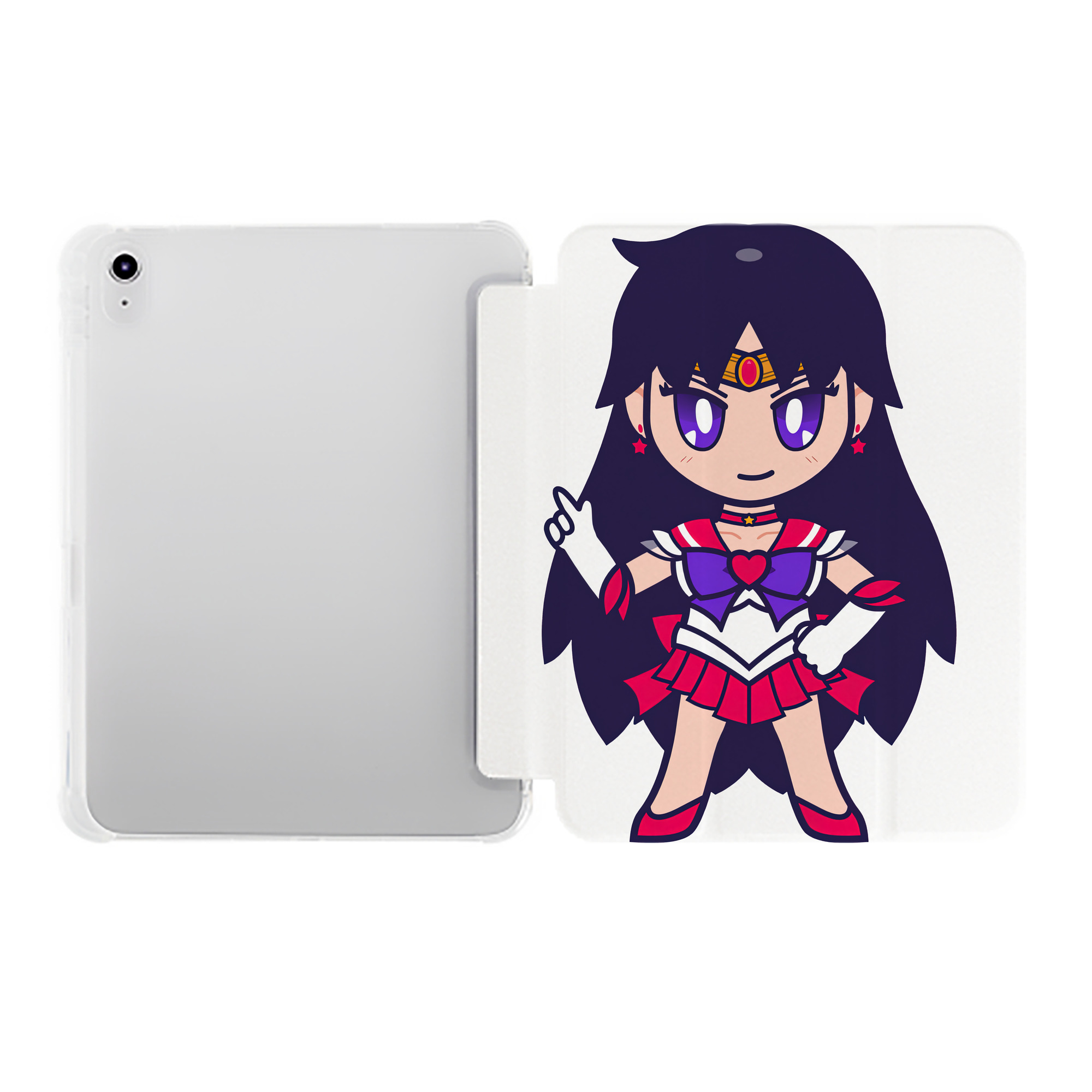 （画像用） 美少女戦士セーラームーン 火野レイ ひの レイ Sailor Moon Hino Rei （セーラーマーズ,Sailor Mars） IPad ケース ペン収納付き 三つ折りスタンド PUレザー×シリコン 対応機種9.5/10.5/10.9インチ